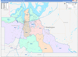 Olympia-Tumwater Metro Area Wall Map Color Cast Style 2026